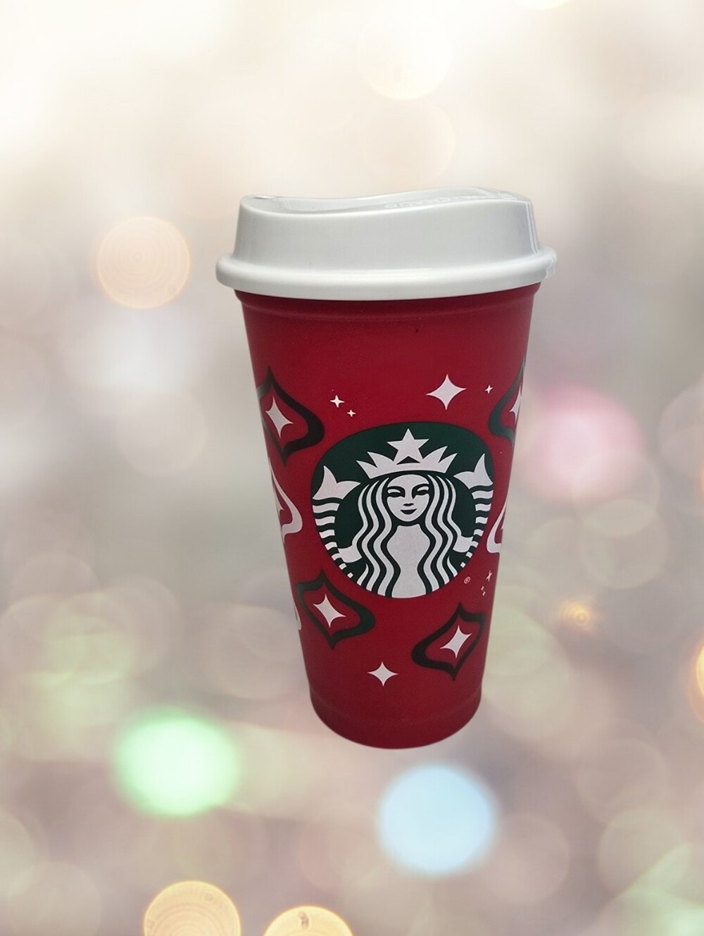 Starbucks 2023 Holiday Red Reusable Hot Cup 16 oz | Festive Sparkle Design